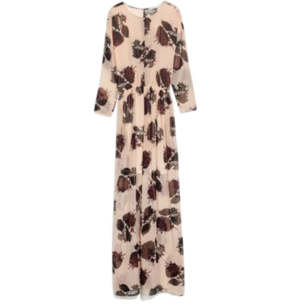 Zara maxi floral blush pink dress